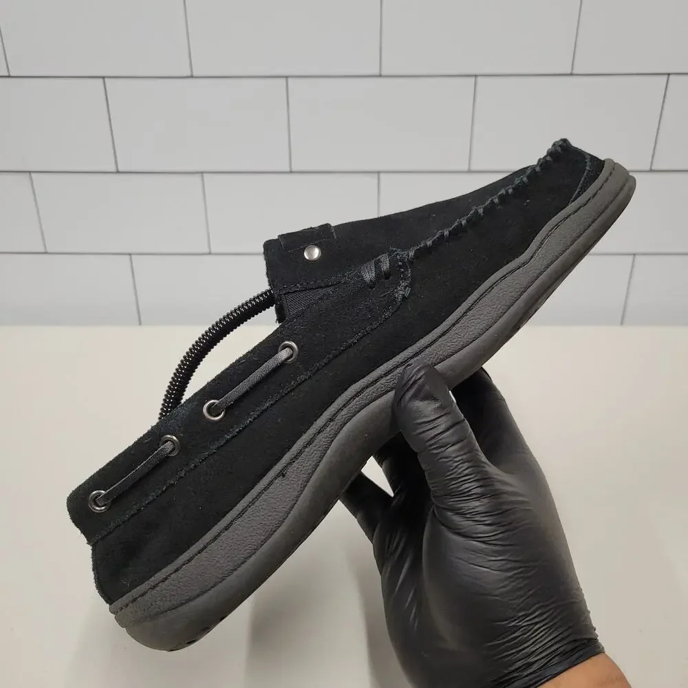 Clarks Andy Men's Black Suede Moccasin Slippers Size 11M Cozy Indoor Outdoor